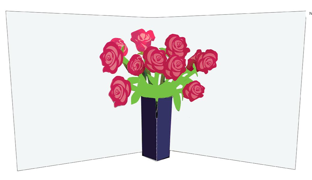 Pop-Up Greetings Card - Vase of Roses