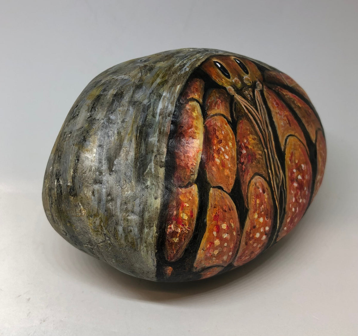 Hermit Crab - handpainted pebble by Rosemary Timney