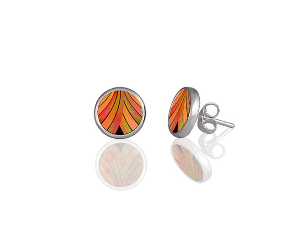 Ribbon Orange Stud Earrings by Pixalum