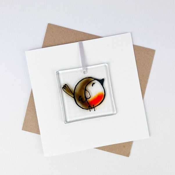 Robin Glass Decoration Card by Marc Peters