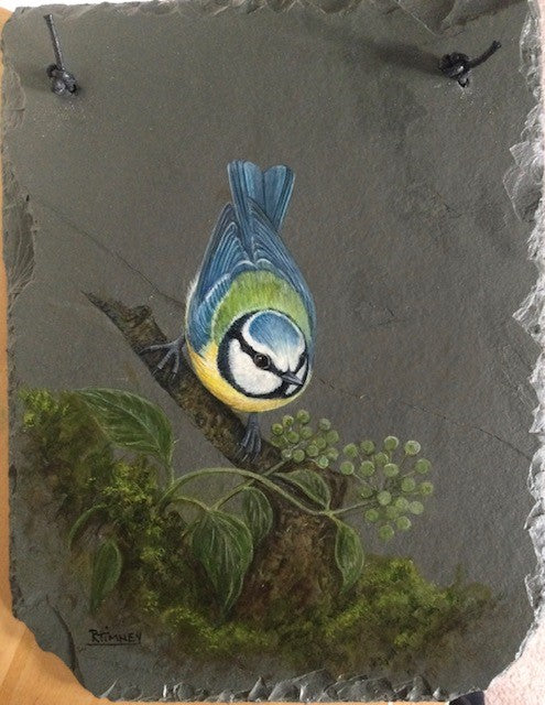Blue Tit- Painting on Slate