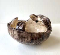 Handmade ceramic Hedgehog pot by Stephanie Beasley
