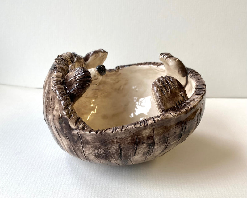 Handmade ceramic Hedgehog pot by Stephanie Beasley