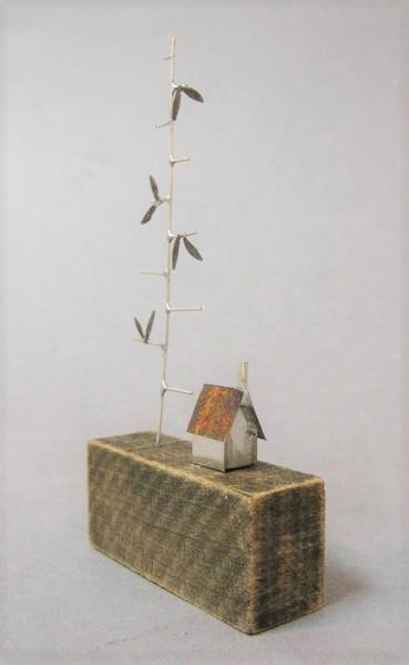Tree with Tiny House Sculpture by Sarah Jane Brown.