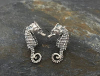 Seahorse Stud Earrings - Sterling Silver Hand-Crafted by Jesa Marshall