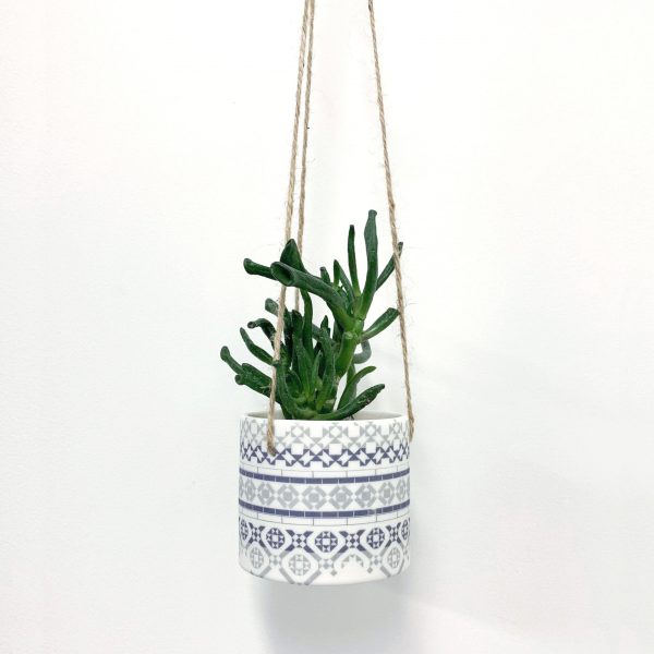 Victorian Tiles Hanging Planter Pot