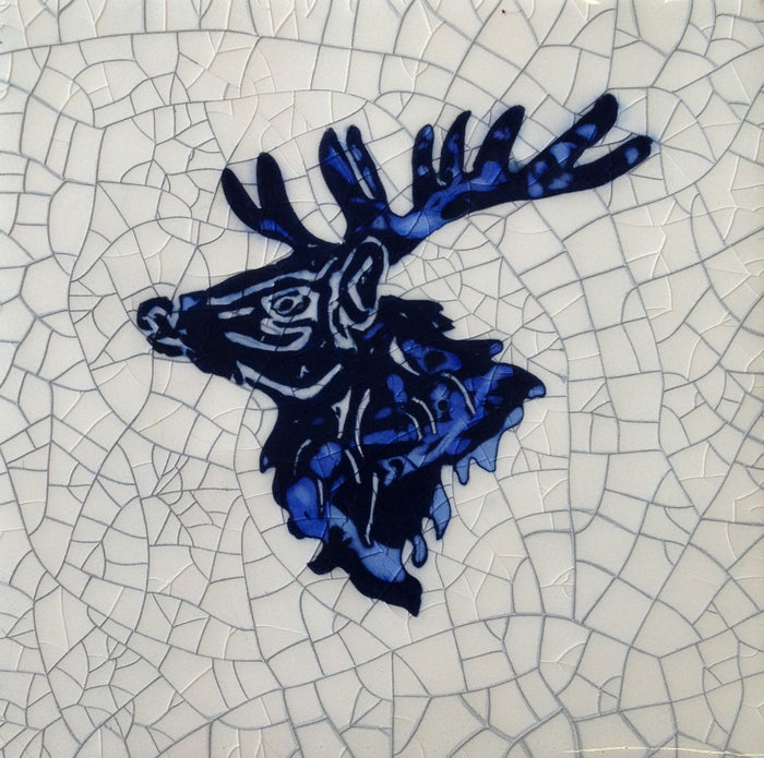 Small Square Stag Tile by Mel Chambers