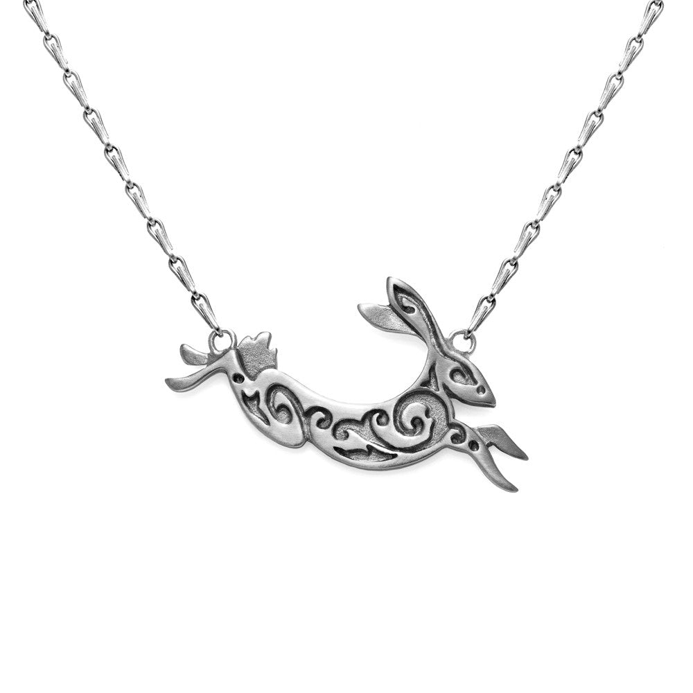 Small Silver Hare Necklace 16" by Julia Thompson