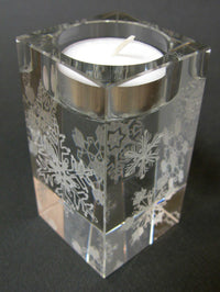 Snowflakes (S) - Hand-engraved glass t-light holder by Sue Burne