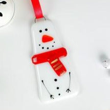 Snowman Fused Glass Decoration by Marc Peters