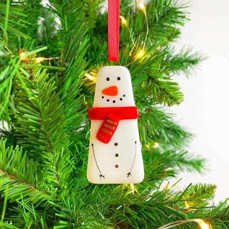 Snowman Fused Glass Decoration by Marc Peters
