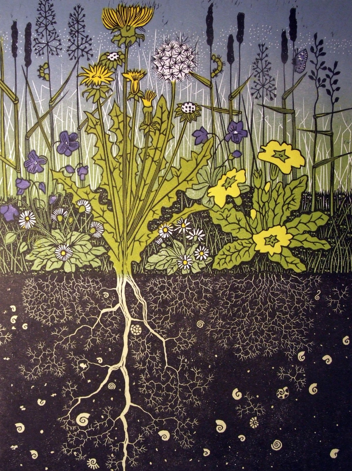 Linocut "Spring Turf" by Diana Ashdown