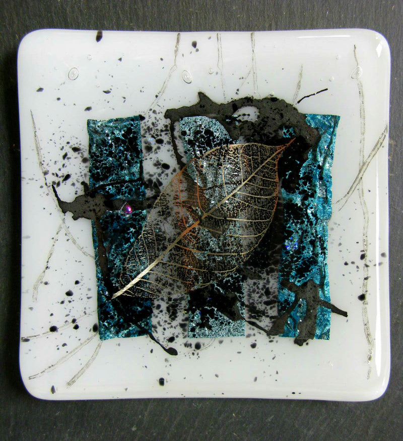 Jenny Hoole - Teal and White Dish Gold Leaf