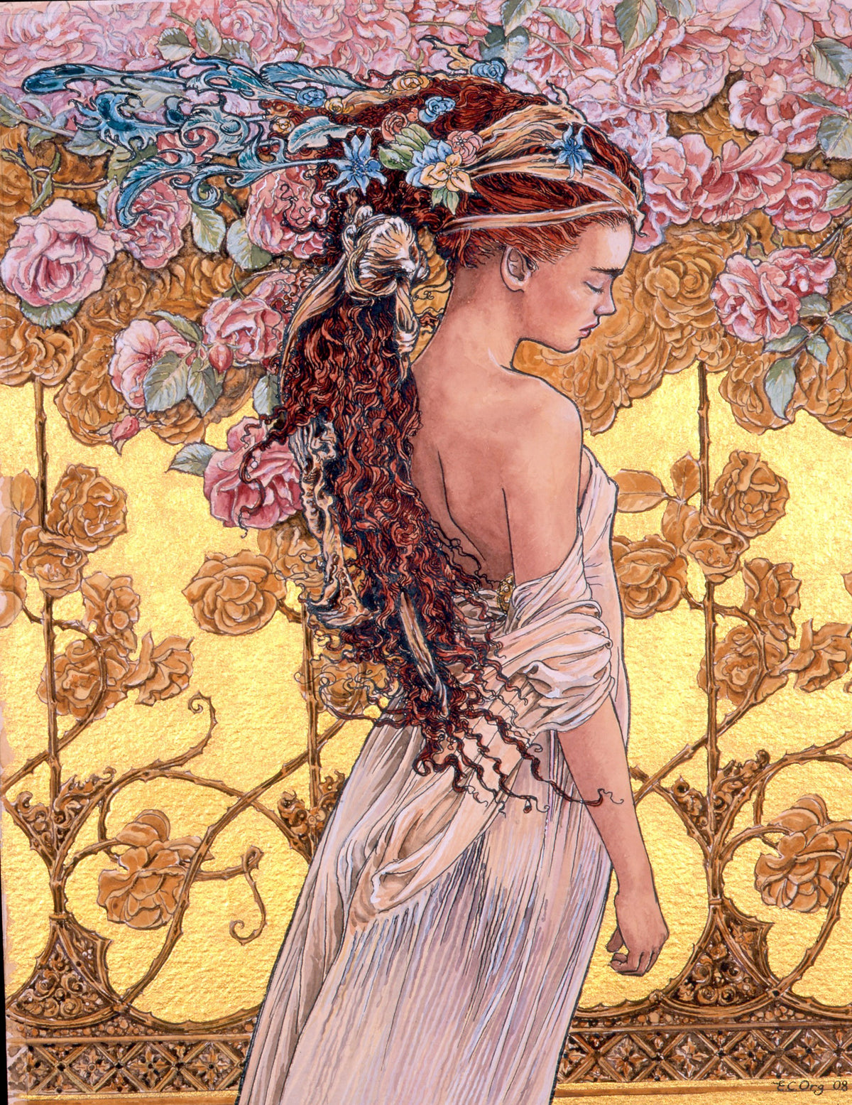 The Golden Bower - Hand-Embellished Signed Limited Edition Print by Ed Org