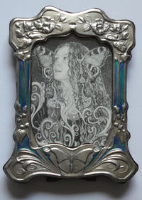 The Peacock - Original Drawing in Art Nouveau Frame by Ed Org