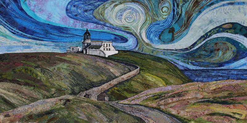 The Road to Stoer Head - textile art by Rachel Wright