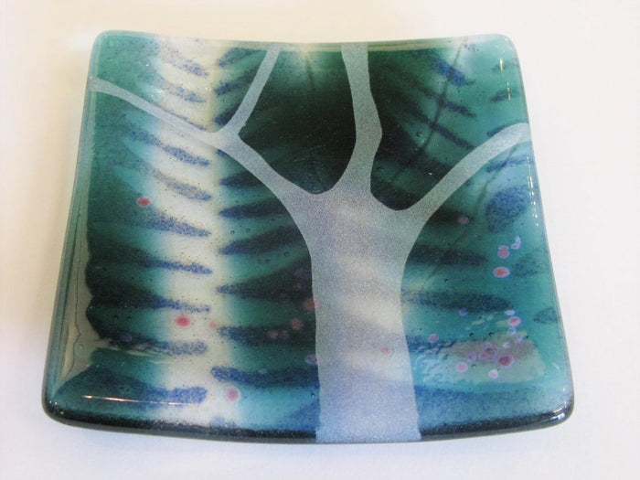 Tree of Heaven, Small Curved Glass Dish by Verity Pulford