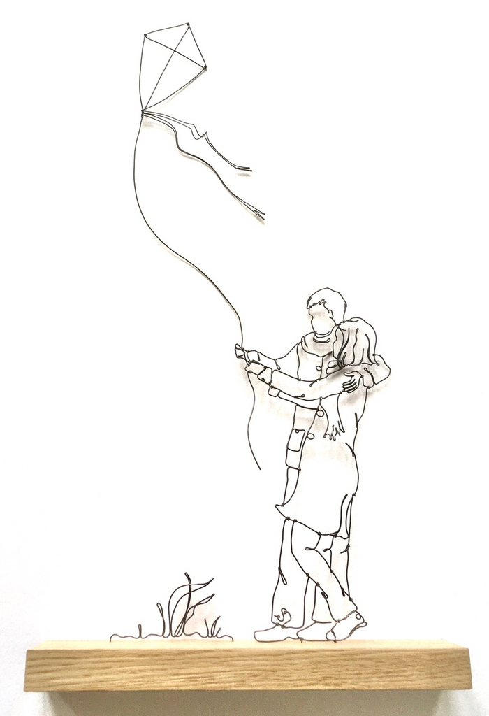 'Up, Up and Away' - Wire and Wood Sculpture by Emma Bird