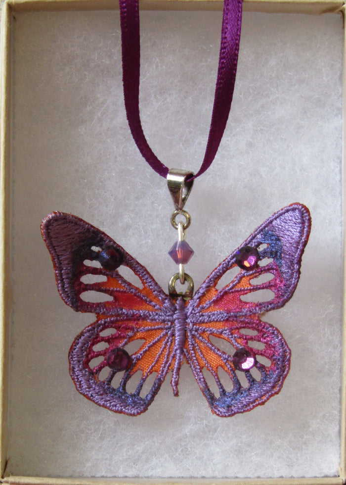 Butterfly Pendant with Swarovski Crystals.