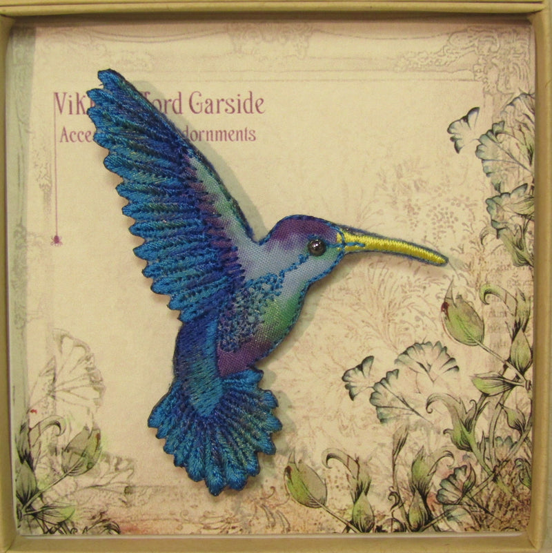 Hummingbird Embroidered Brooch by Vikki Lafford Garside