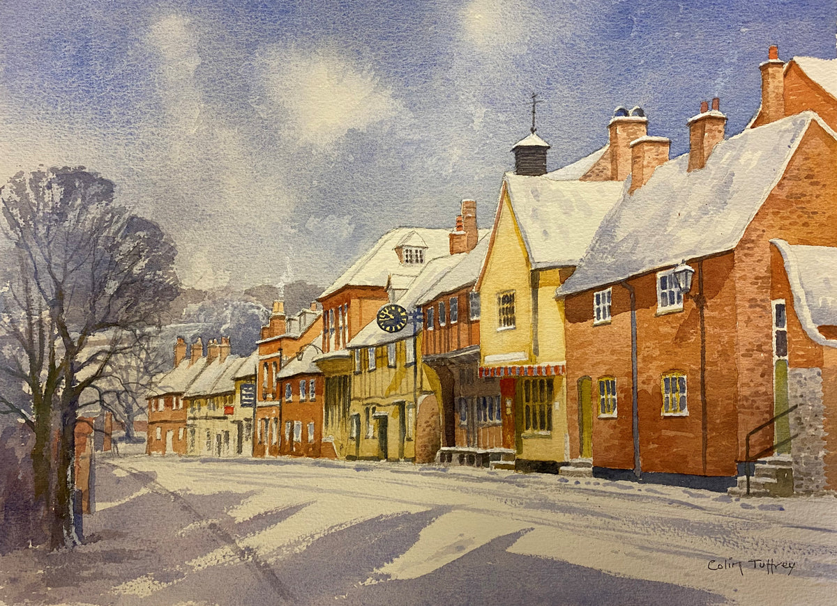 Copy of West Wycombe High Street in Winter - watercolour by Colin Tuffrey