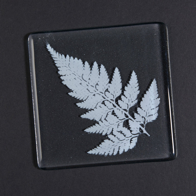 White Fern Leaf Coaster by Heather Power