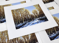 "Winter Woodland Sun" Limited Edition Reduction Linocut Print by Alexandra Buckle