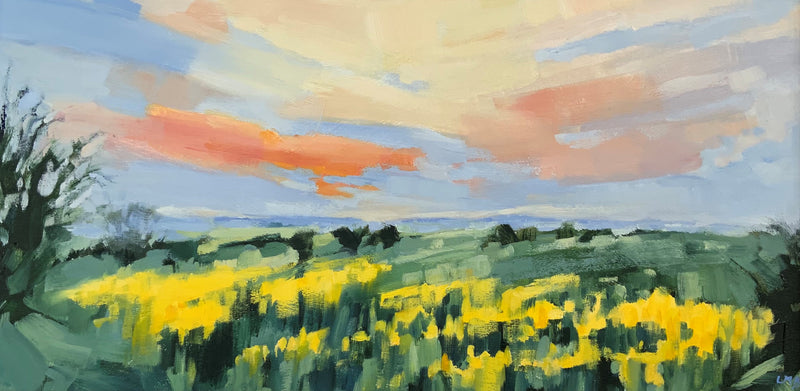 Yellow Field Sunset by Laura Bardell