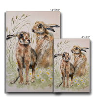 Two Hares by Sally Leggat - Print on Stretched Eco Canvas