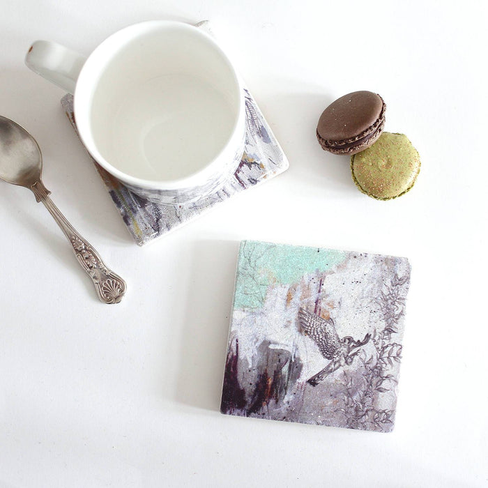 American Kestrel Stone Tile Coaster by Sky Siouki