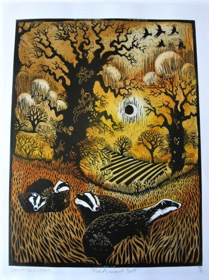 Hand Produced Woodcut of The Ancient Sett by Ian MacCulloch