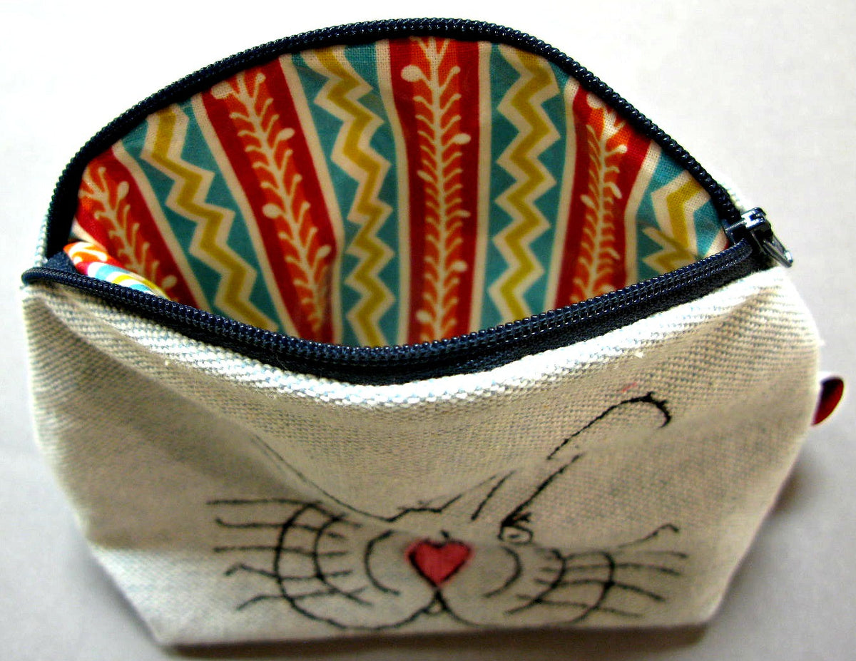 Makeup Bag - Hare Design - blue inside