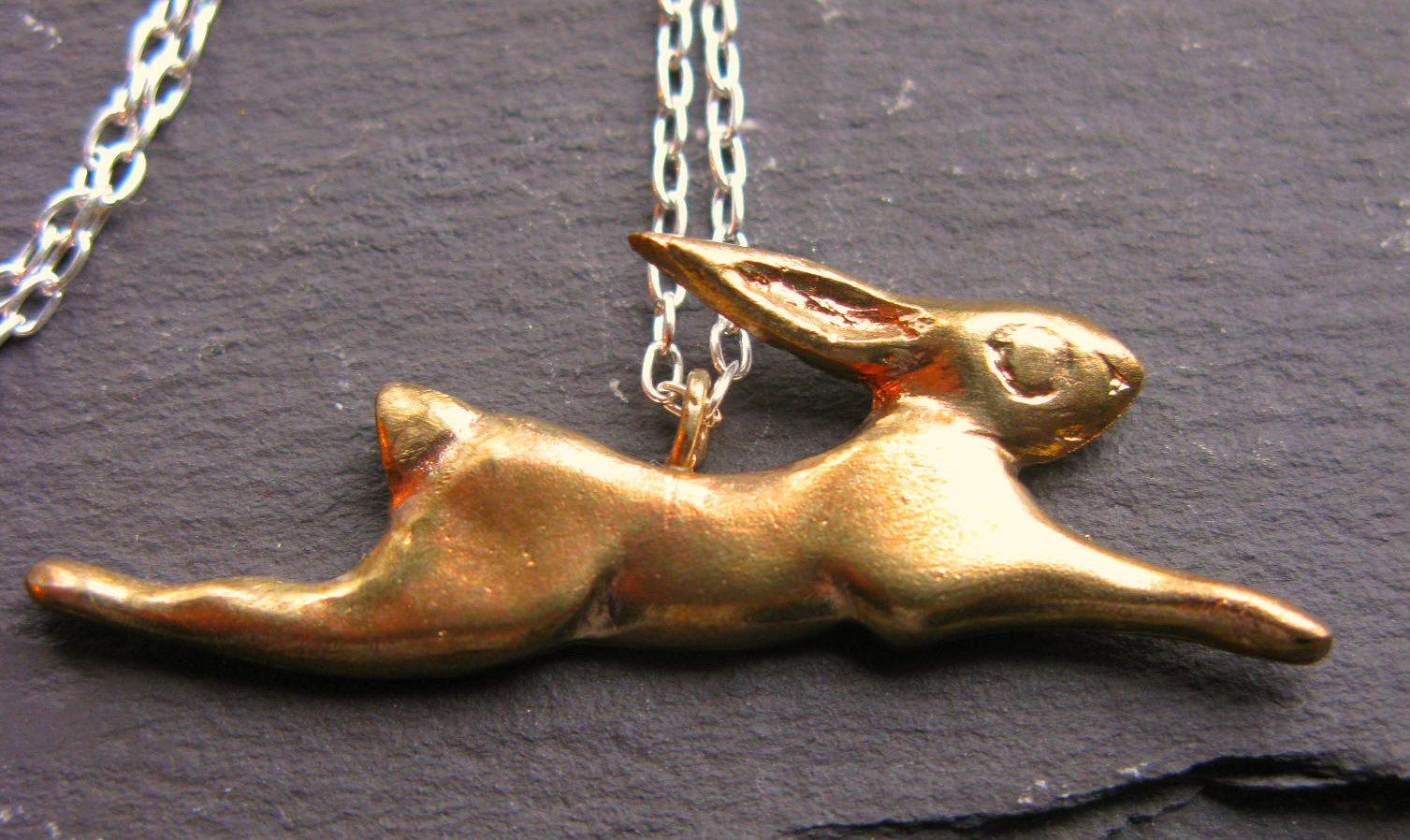 Bronze Hare Necklace – Obsidian Art