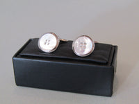 Mother of Pearl, Button Design - Pewter Cufflinks