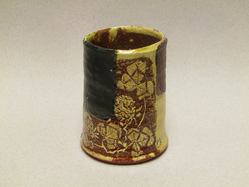 Ceramic Cylinder Pot with Sgraffitto by Mary Johnson.