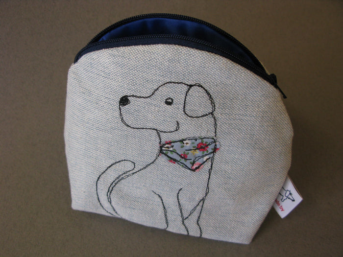 Makeup Bag - Dog with Floral Patterned Neckerchief
