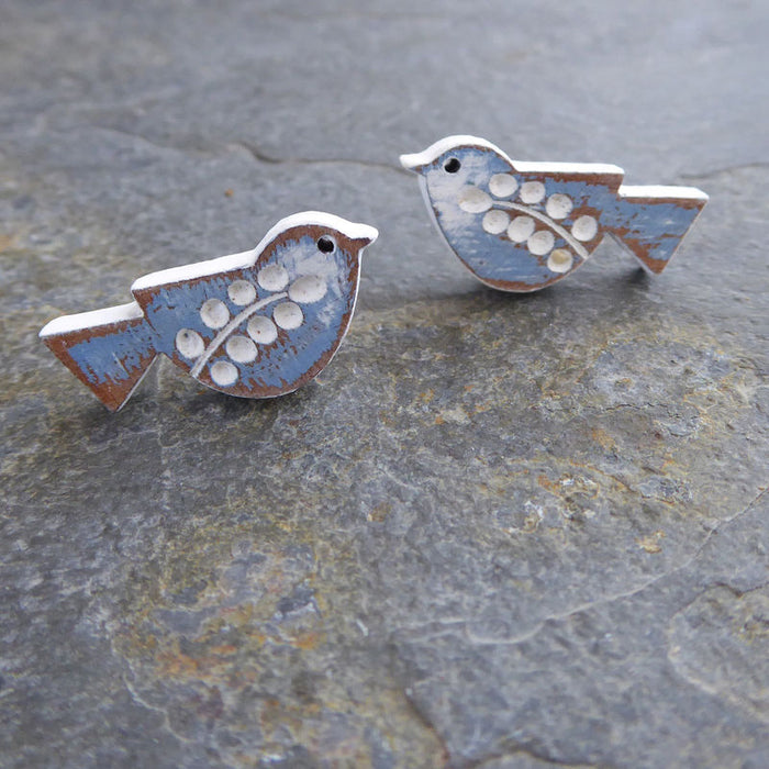 Songbird Earrings - Cornflower colouring by Sarah Kelly