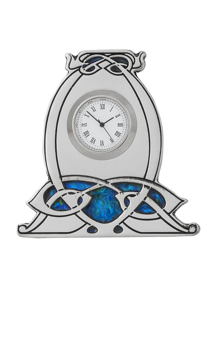 Small Arts & Craft Design Pewter & Enamel Clock