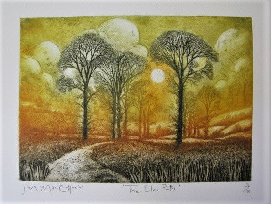 Etching print of The Elm Path by Ian MacCulloch