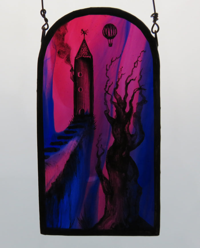 Fairy Tower - Stained Glass Panel by Debra Eden