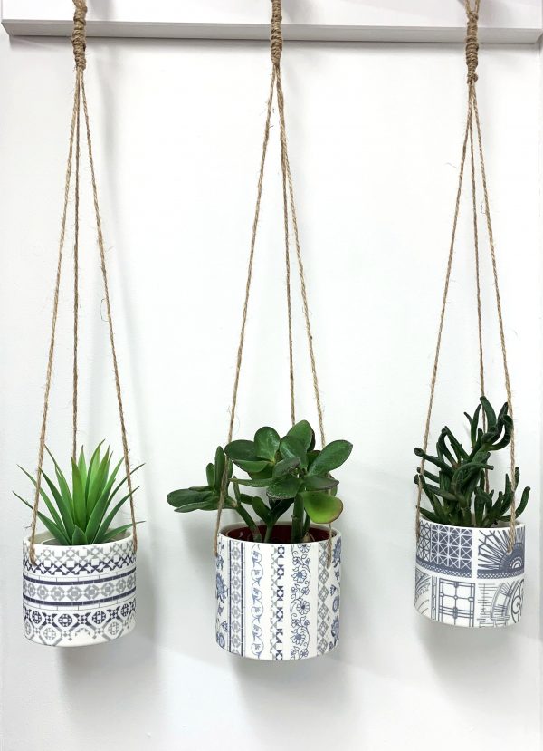 Victorian Tiles Hanging Planter Pot