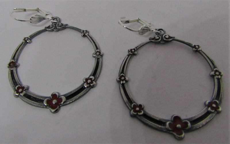Hoop Earrings with Red Flowers by Jess Lelong