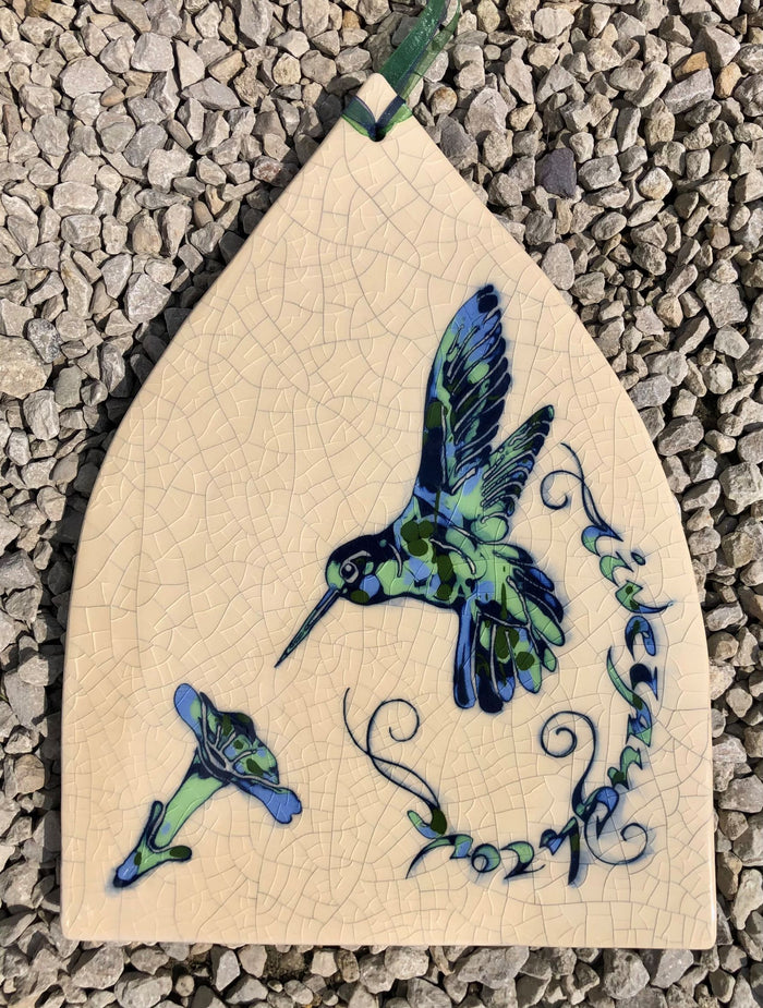 Arch ceramic tile with Hummingbird by Mel Chambers