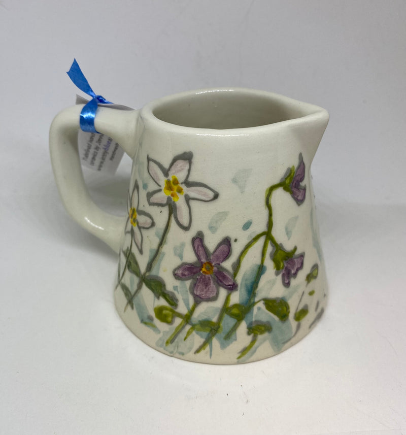 Small Hand - Painted Ceramic Milk Jug by Jenny Bell 