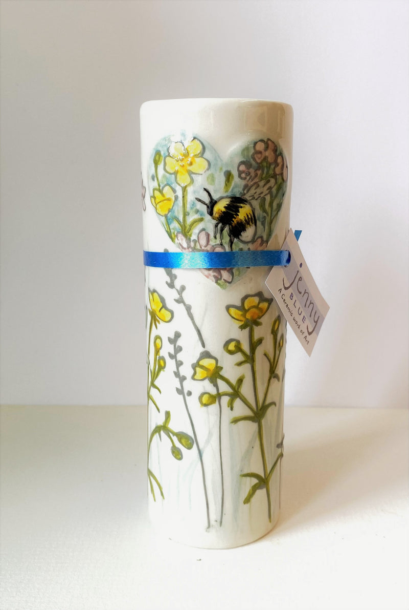 Tall Ceramic Cylinder vase by Jenny Bell