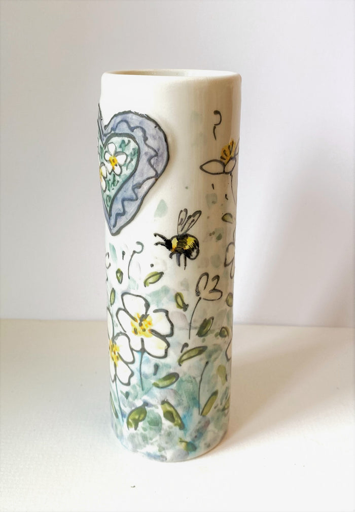 Tall Ceramic Cylinder vase by Jenny Bell