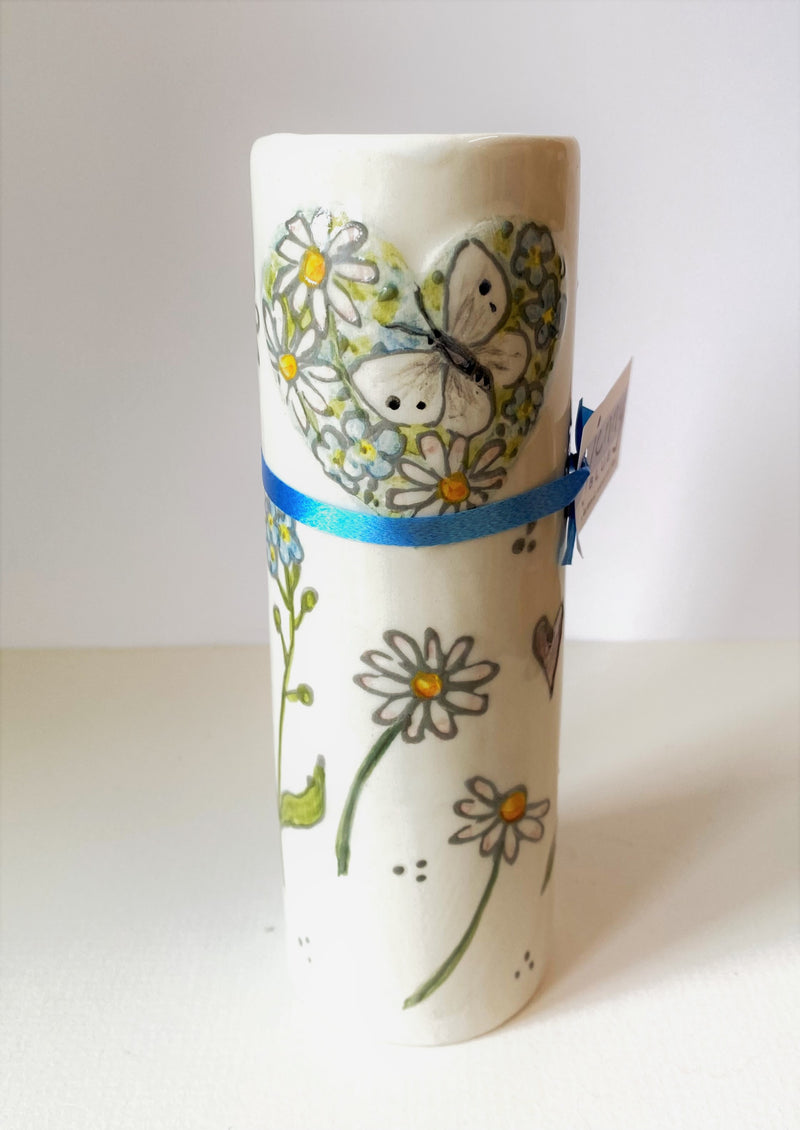 Tall Ceramic Cylinder vase by Jenny Bell