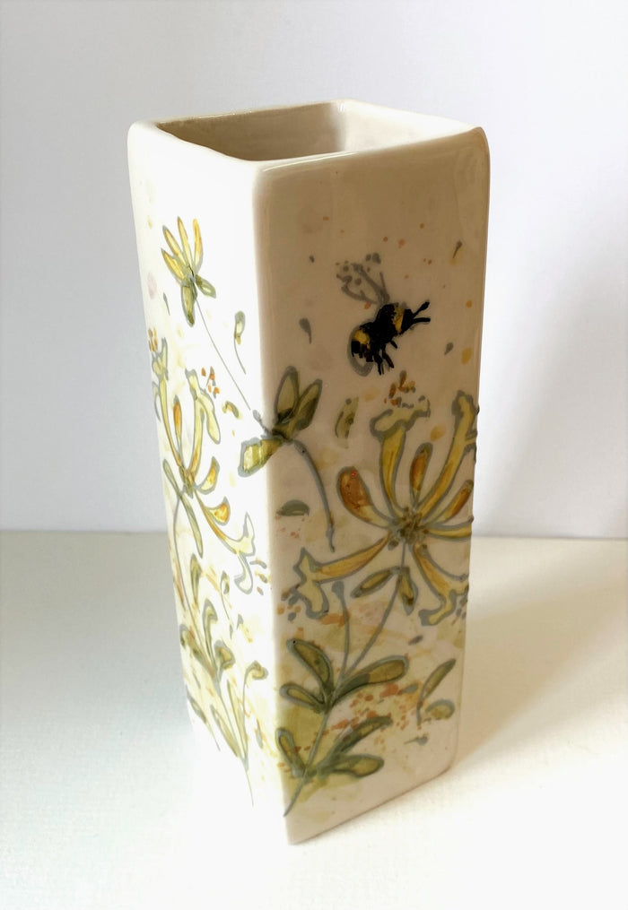 Tall Square Ceramic Vase by Jenny Bell