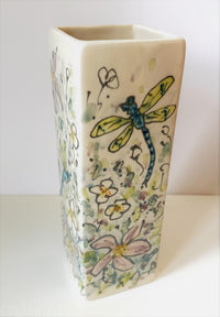 Tall Square Ceramic Vase by Jenny Bell