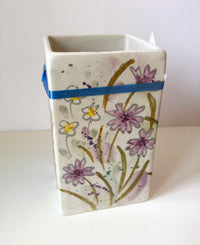 Wide Square Ceramic Vase by Jenny Bell